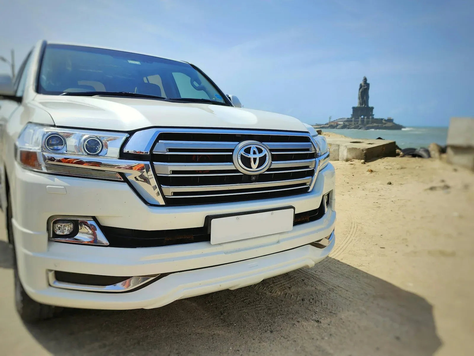 White Toyota Land Cruiser parked outdoors